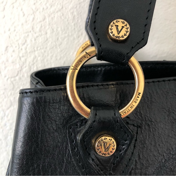 VALENTINA "Made In Italy" Mustang Black Shoulder Genuine Leather Handbag – OS - Picture 5 of 11